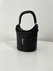 YSL Gaby Bucket Bag In Lambskin Black 19x17x15cm - 5