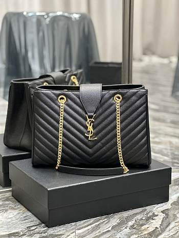 YSL Shopping Tote Bag Black 33x22x15cm