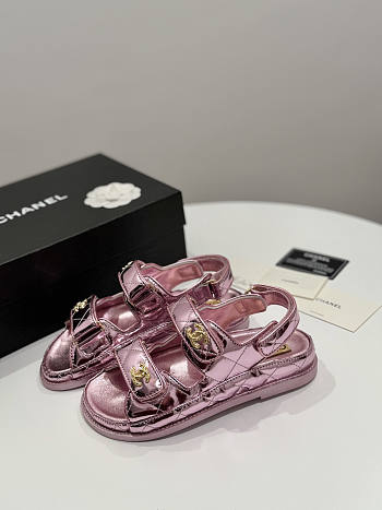 Chanel Pink Metallic Sandal 