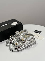 Chanel Silver Metallic Sandal - 1