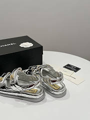 Chanel Silver Metallic Sandal - 4