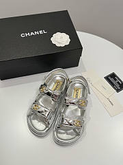 Chanel Silver Metallic Sandal - 2