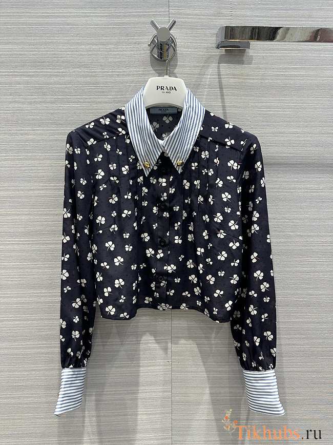 Prada Clover-print Silk Shirt - 1