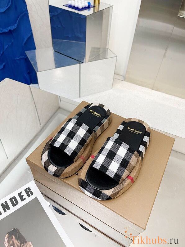 Burberry Check Cotton Slides  - 1