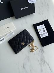 Chanel Card Holder Zipper Black Caviar 14x10x1cm - 4