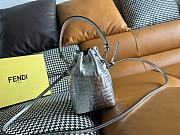 Fendi FF Motif Drawstring Silver Bucket Bag 18x12x10cm - 4