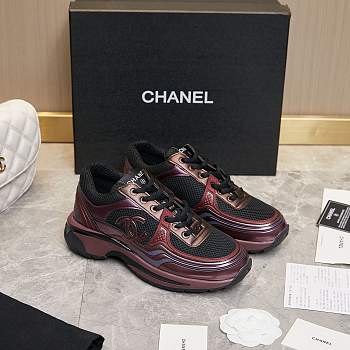 Chanel Black Burgundy Sneaker