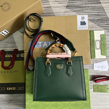 Gucci Diana Small Tote Bag Antique Gold Green 27x24x11cm