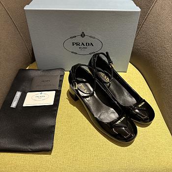 Prada Round Toe Black Sandal Heel