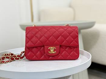 Chanel Flap Bag Caviar Red Gold 20cm