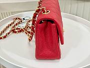 Chanel Flap Bag Caviar Red Gold 20cm - 4