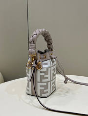 Fendi Mon Tresor Grey White FF Canvas Mini Bag 18x12x10cm - 3