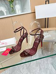 Christian Louboutin So Me 100 Studded Leather Sandals Red Wine - 4