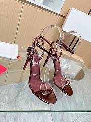 Christian Louboutin So Me 100 Studded Leather Sandals Red Wine - 1