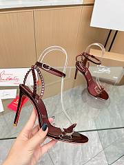 Christian Louboutin So Me 100 Studded Leather Sandals Red Wine - 2