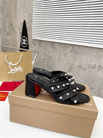 Christian Louboutin Sandals Spike Black Leather 55