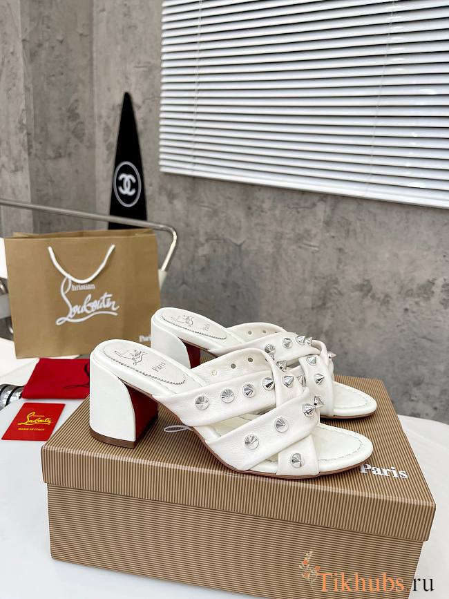 Christian Louboutin Sandals Spike White Leather 55 - 1
