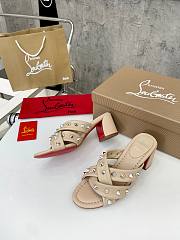 Christian Louboutin Sandals Spike Beige Leather 55 - 5