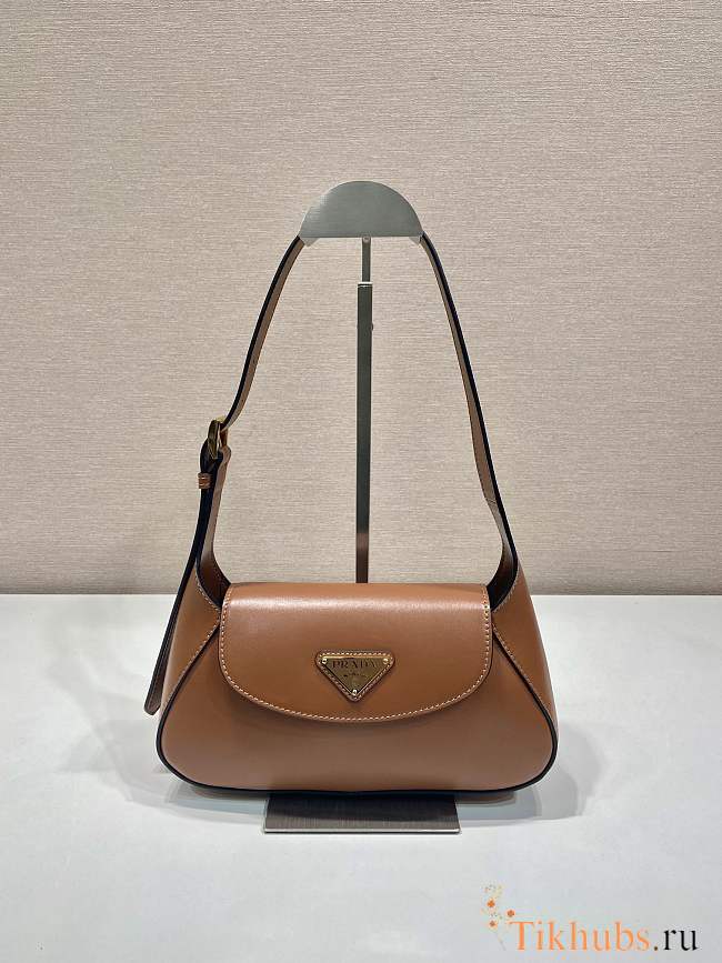 Prada Small Leather Shoulder Bag Brown 25x5.5cm - 1