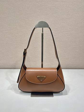 Prada Small Leather Shoulder Bag Brown 25x5.5cm