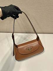 Prada Small Leather Shoulder Bag Brown 25x5.5cm - 3