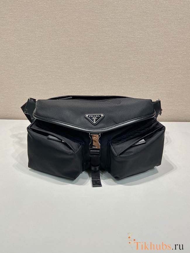 Prada Re-Nylon Leather Shoulder Bag Black 27x18x7cm - 1