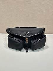 Prada Re-Nylon Leather Shoulder Bag Black 27x18x7cm - 1