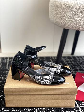 Christian Louboutin Black Crystal Patent Leather Pumps