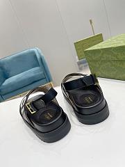 Gucci Logo Embossed Leather Sandals Black - 5