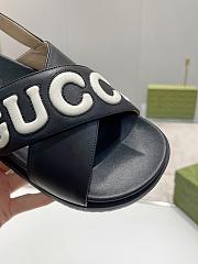 Gucci Logo Embossed Leather Sandals Black - 4