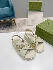 Gucci Logo Embossed Leather Sandals White - 1