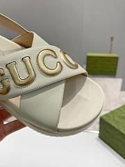 Gucci Logo Embossed Leather Sandals White - 4