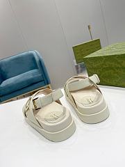 Gucci Logo Embossed Leather Sandals White - 2