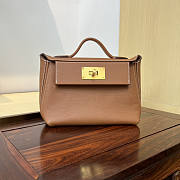 Hermes Mini Kelly 24/24 Brown Gold Bag 21cm - 1
