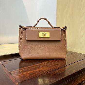Hermes Mini Kelly 24/24 Brown Gold Bag 21cm
