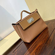 Hermes Mini Kelly 24/24 Brown Silver Bag 21cm - 4