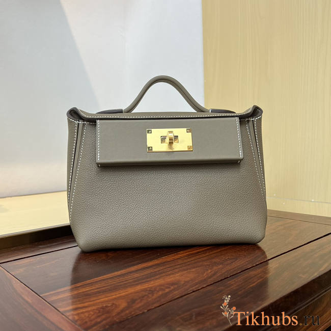 Hermes Mini Kelly 24/24 Grey Gold Bag 21cm - 1