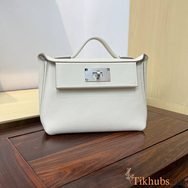 Hermes Mini Kelly 24/24 White Silver Bag 21cm - 1