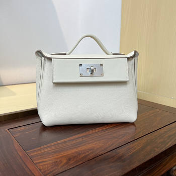Hermes Mini Kelly 24/24 White Silver Bag 21cm