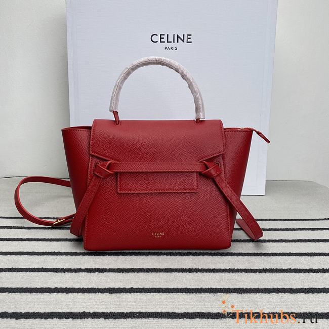 Celine Nano Belt Bag Grained Calfskin Red 20x20x10cm - 1