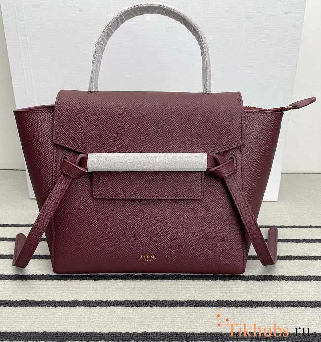 Celine Nano Belt Bag Grained Calfskin Red Wine 20x20x10cm - 1