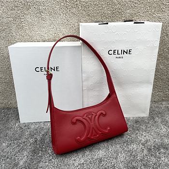 Celine Shoulder Bag Cuir Triomphe Smooth Calfskin Red 24x13x5cm