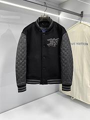 Louis Vuitton LV Wool Monogram Leather Black Jacket - 1