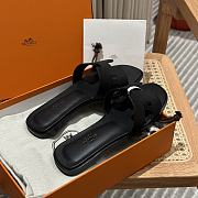 Hermes Oran Black Slides - 4