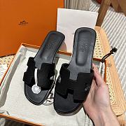 Hermes Oran Black Slides - 2