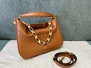 Valentino Stud Sign Calfskin Hobo Bag Brown 28x22x7cm - 3