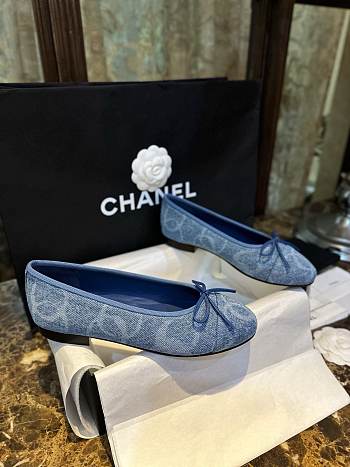 Chanel Ballerina Flat Blue Denim