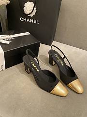 Chanel Slingback Black Gold Heel 5cm - 1