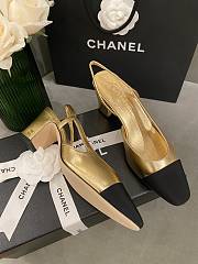 Chanel Slingback Gold Black Heel 5cm - 5