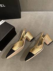 Chanel Slingback Gold Black Heel 5cm - 2